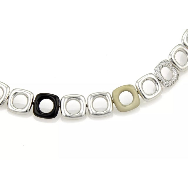 Contemporary Tiffany & Co. Pave Diamond Ceramic 18k White Gold Fancy Link Necklace For Sale - Image 3 of 5