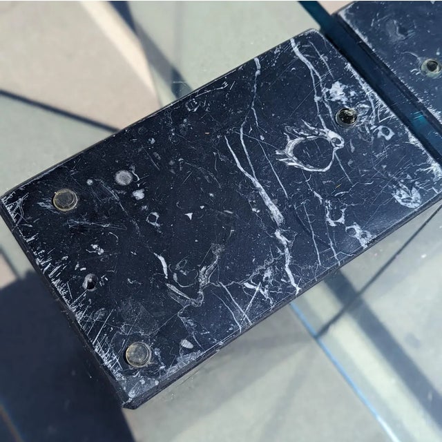 Glass Postmodern Geometric Glass and Marble Coffee Table, 1980s, Mid-Century For Sale - Image 7 of 10