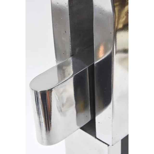 Vintage Modernist Chrome and Black Marble Abstract Sculpture by Mary Preminger, 1968 For Sale - Image 9 of 10