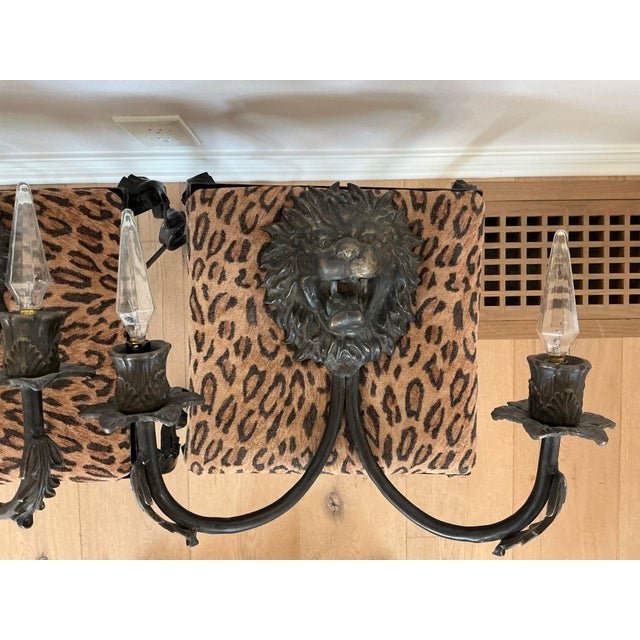 Gothic Antique Iron Lion's Head Sconces - A Pair For Sale - Image 3 of 9