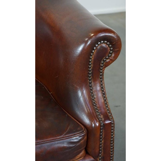 Sheep Leather Club Chair with Decorative Nails For Sale - Image 11 of 13