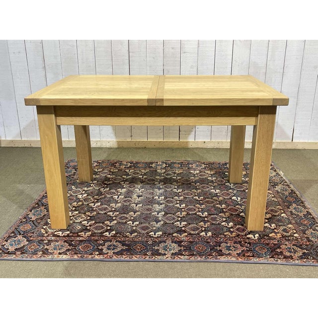 Modern oak table with 2 extensions - Lmin=1m30 L1extension=1m70 L2A=2m10 W=90cm H=78cm.