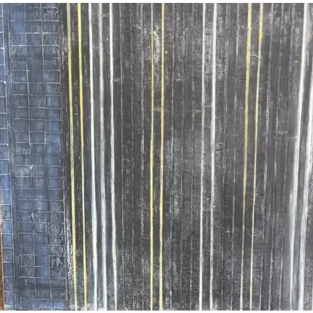Abstract Vintage American Abstract Stripe Painting With Impasto Paint Texture For Sale - Image 3 of 7