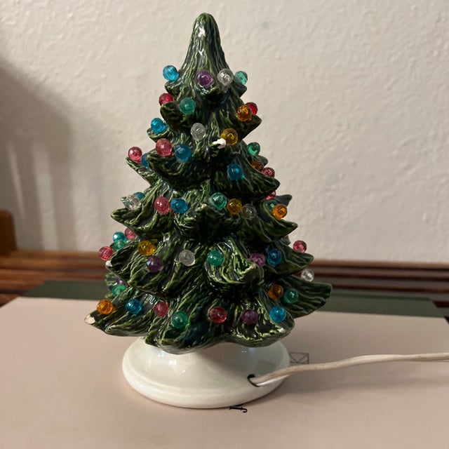 Boho Chic Vintage Ceramic Light Up Christmas Tree, Marked ‘84 For Sale - Image 3 of 12