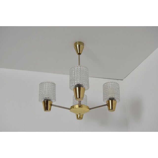 Made in czechoslovakia made of glass, brass with aged patina 4x e27 or e26 socket fully functional original condition....