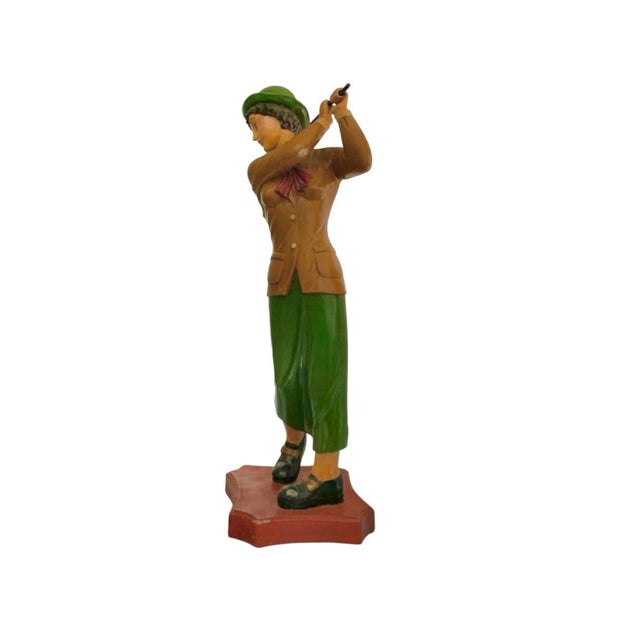 Plastic Lady Golfer Statue Large Female Sculpture Vintage Country Club Decor For Sale - Image 7 of 10