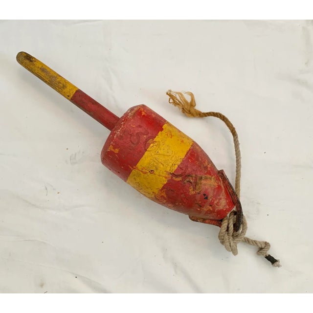 Nautical Red & Yellow Wood Buoys, S/2 For Sale - Image 3 of 9