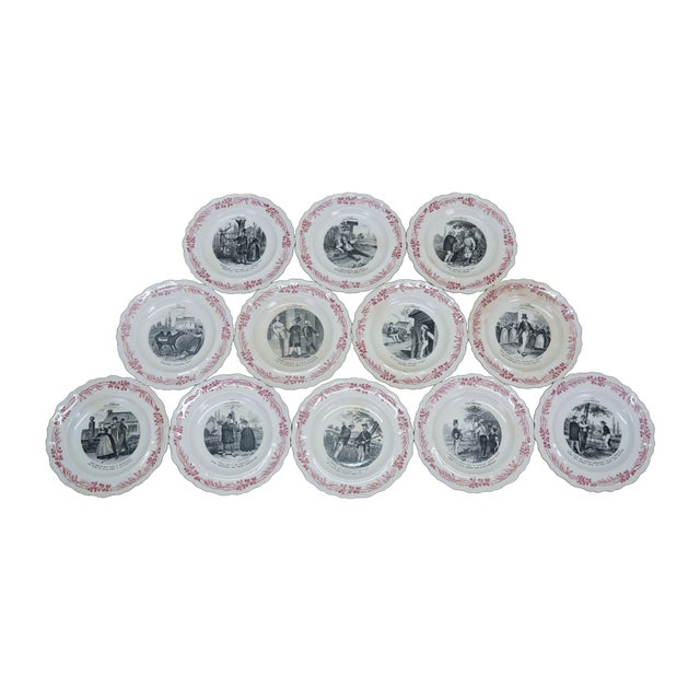 Victorian Antique French Creil Et Montereau Ironstone Campaign Plates - 12 pcs For Sale - Image 3 of 12