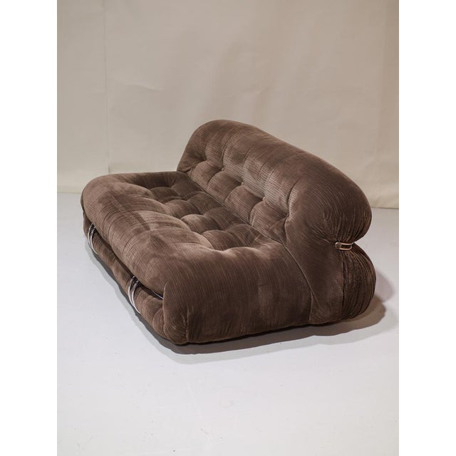 Textile Soriana 2-Seater Sofa in Original Brown Fabric by Afra & Tobia Scarpa for Cassina, Italy, 1970s For Sale - Image 7 of 18