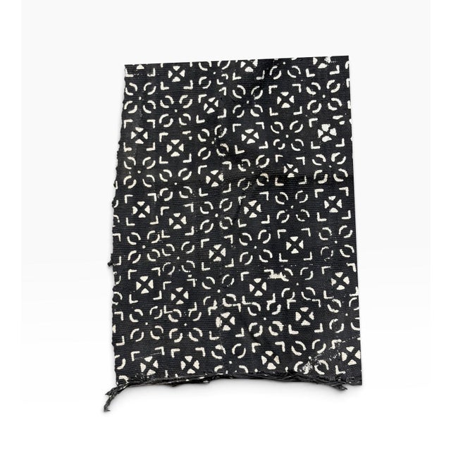 African Vintage African Black and White Mud Cloth Textile Mali 63" by 40" For Sale - Image 3 of 8