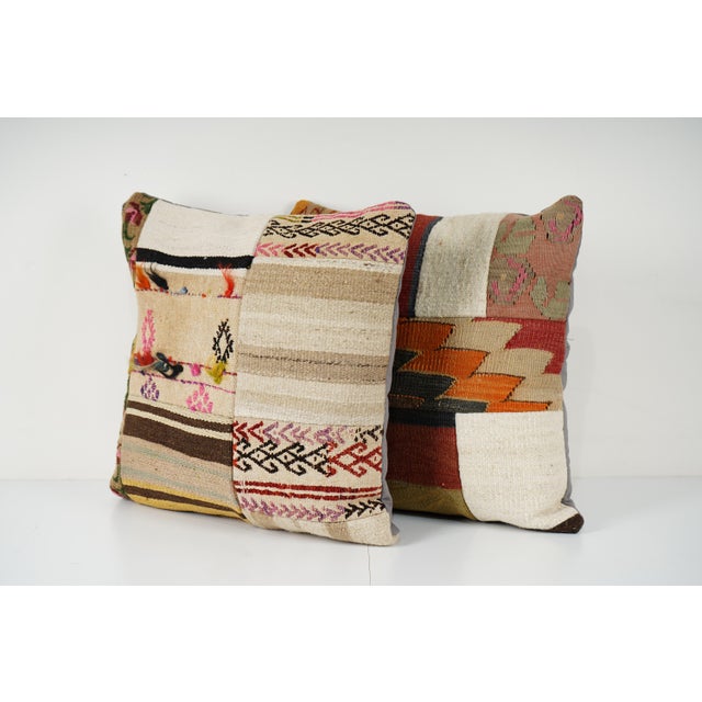 Mid-Century Modern Turkish Patchwork Cushion Cover - A Pair For Sale - Image 3 of 4