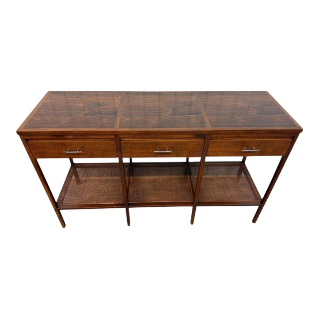 Mid-Century Modern Lane Delineator Paul McCobb Walnut & Rosewood Console Table For Sale