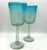 Contemporary Tall Hand Blown Aqua Ombre Art Glass Goblets - A Pair For Sale - Image 3 of 6