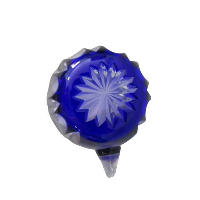Art Deco Vintage Nachtmann Traube Cobalt Blue Cut to Clear Punch Cup Grape Design Euc For Sale - Image 3 of 12