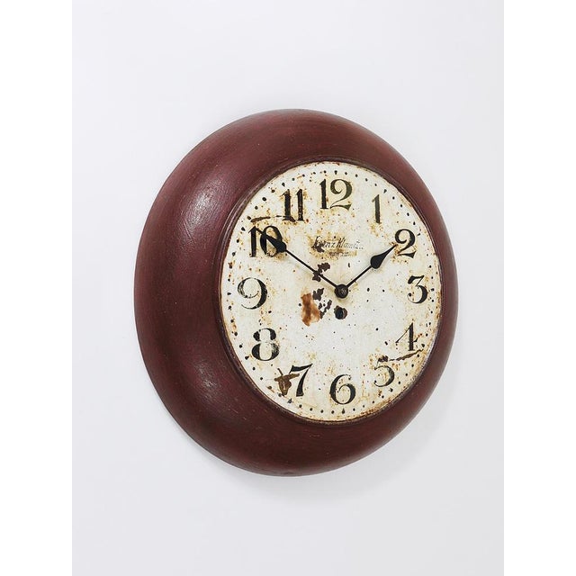 Antique Public Iron Wall Clock with Hand-Painted Dial, 1920s For Sale - Image 12 of 18