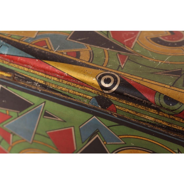 Art Deco Bauhaus Geometric Decorative Tin Box With Brass Handle For Sale - Image 17 of 18