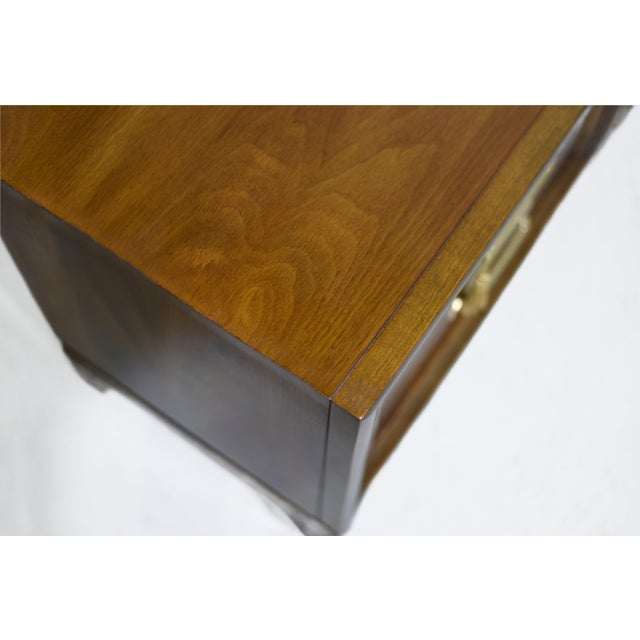 1970s Campaign Style Nightstands by Henry M Goodman Furniture — Pair For Sale - Image 10 of 12