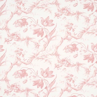 Schumacher Toile De Fleurs Wallpaper In Pink For Sale
