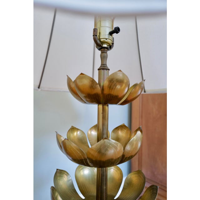Feldman Lighting 1960s Feldman Brass Lotus Lamp For Sale - Image 4 of 5