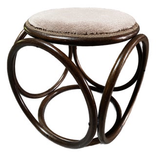 Vintage MCM Thonet-Style Bentwood Stool Ottoman For Sale
