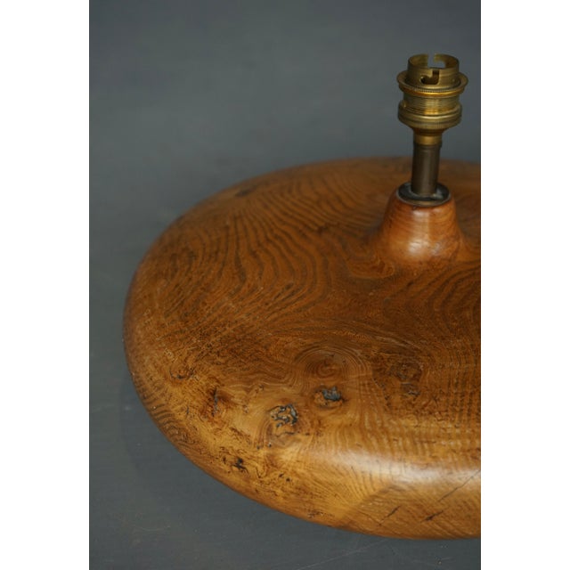 French Turned Elm Wood Table Lamp, 1950s For Sale - Image 4 of 13