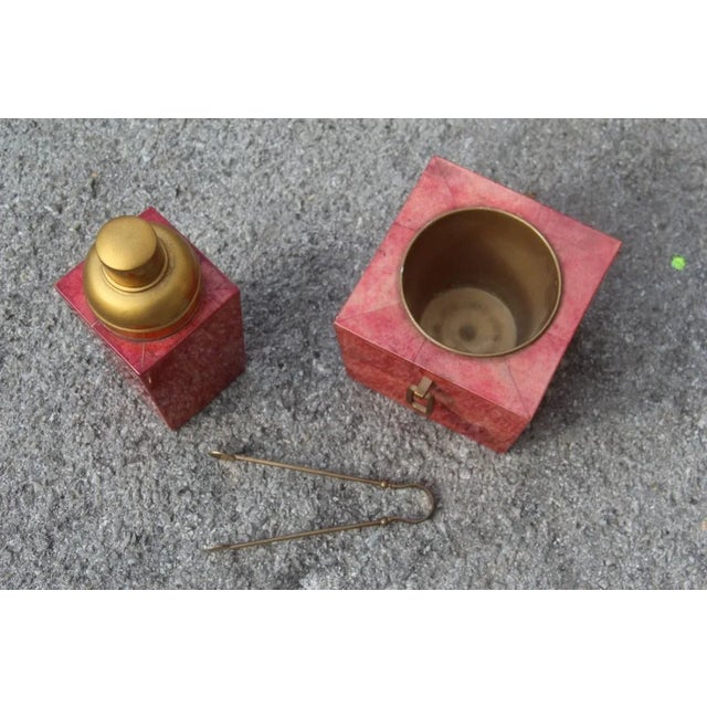 Brass & Goatskin Ice Box & Pitcher Set by Aldo Tura, 1950s, Set of 2 For Sale - Image 10 of 16