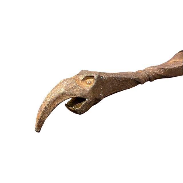 Antique Folk Art Bottle and Can Opener Hand Forged Iron Church Key With Crow's Head For Sale - Image 9 of 9