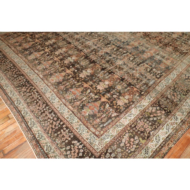 Antique Afshar Square Room Rug - 10'8" x 12'2" For Sale - Image 9 of 12