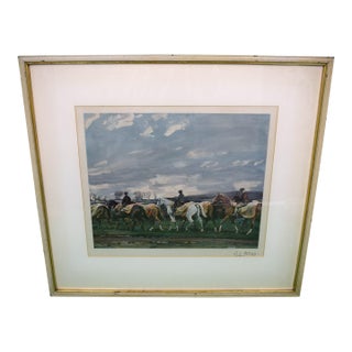 "The Belvoir Hunt Horses Exercising, a December Morning" 1922 Frost & Reed Chromolithograph by Alfred Munnings (Signed) For Sale