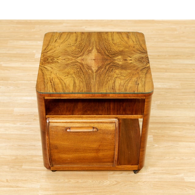 1950s 1950s Art Deco Revival Walnut Dry Bar Cart Side Table by Incorporall For Sale - Image 5 of 17