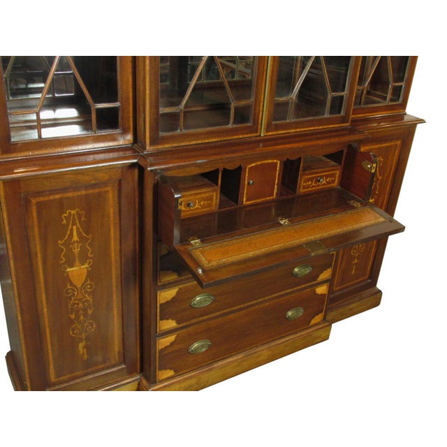 Mid 20th Century Edwardian Inlaid Breakfront For Sale - Image 4 of 13