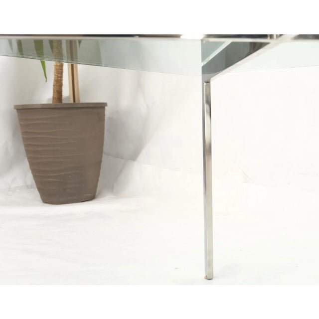 Mid-Century Modern Square Glass top Stainless Steel Base Barcelona Coffee Table Bauhaus Style For Sale - Image 3 of 13