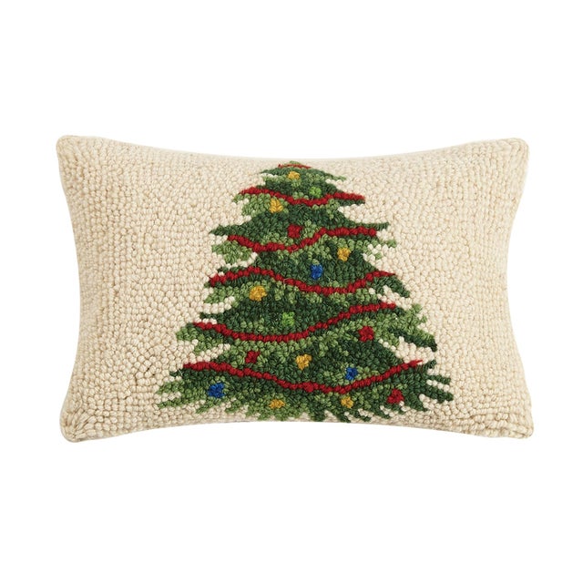 Traditional Christmas Tree Hook Pillow 8" x 12" For Sale - Image 3 of 3