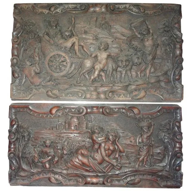 19th Century French Renaissance Style Carved Wood Architectural Panels-A Pair For Sale - Image 10 of 11