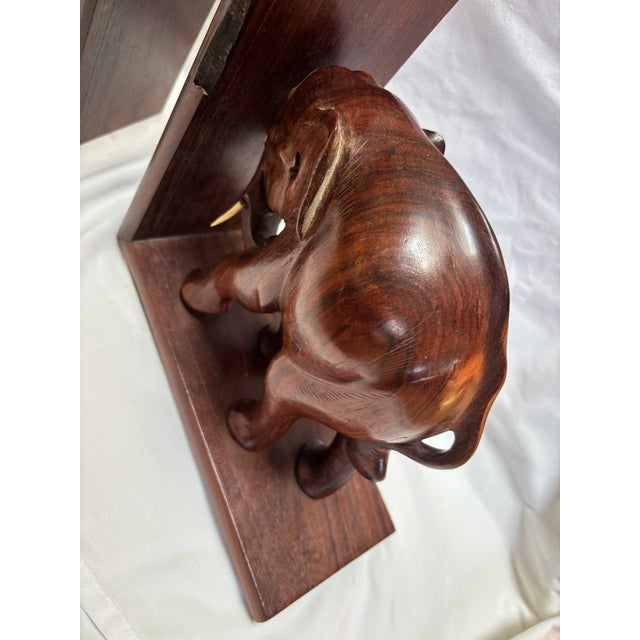 Carved Teak Elephant Bookends, a Pair For Sale - Image 9 of 12