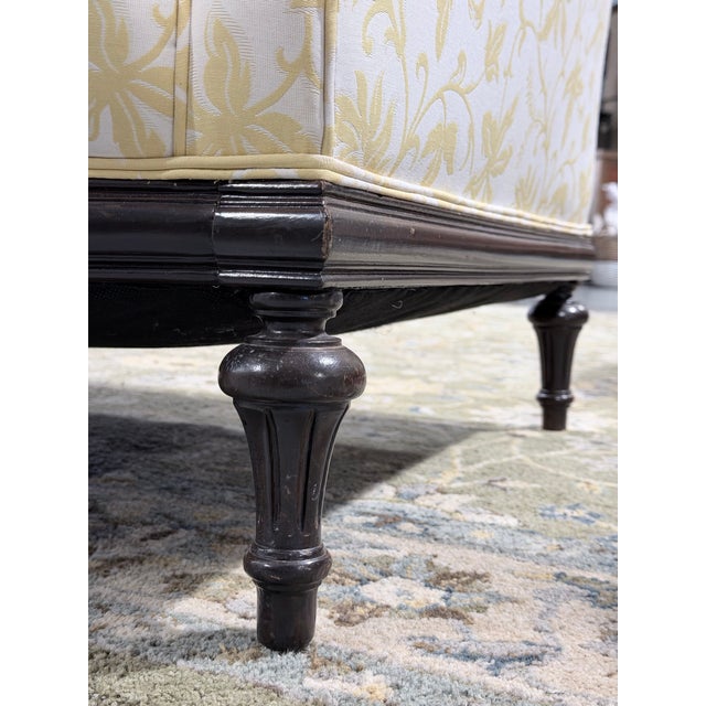 Yellow Vintage Yi’s Upholstered Sofa in Yellow Floral Fabric For Sale - Image 8 of 8