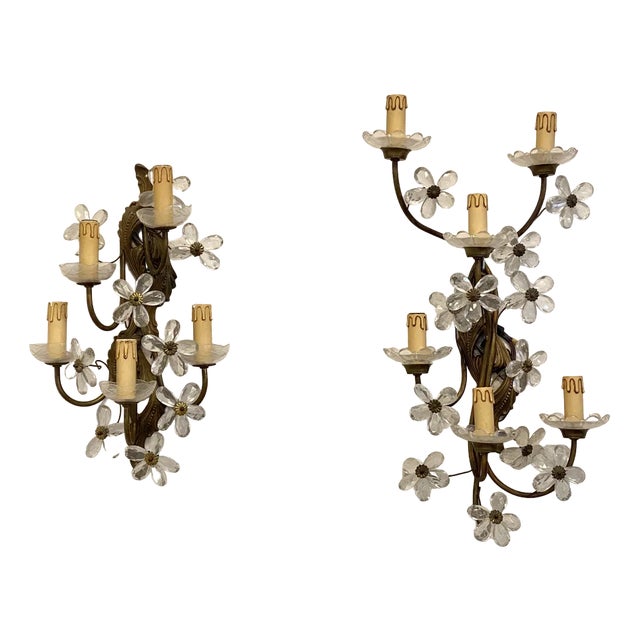 Vintage Sconces in Bronze and Glass, 1960s, Set of 2 For Sale