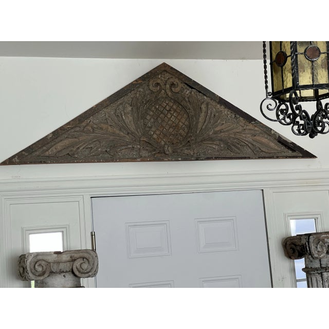 French Carved Wood Pinapple Wall Pediment For Sale - Image 10 of 11