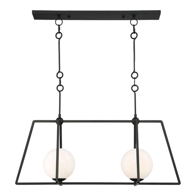 Stratus Large 2-Light Linear Bronze Chandelier For Sale