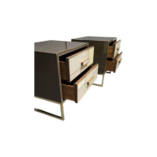 Bedside Table in Walnut and Stone-Effect Glass from Justfurnituress SRL For Sale - Image 13 of 18