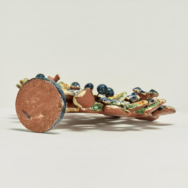 Antique Spanish Terra Cotta Candelabra With Flowers For Sale - Image 11 of 11