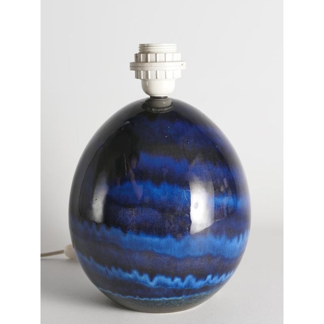 Blue Stoneware Table Lamp by Carl-Harry Stålhane, Sweden, 1970s For Sale - Image 9 of 16