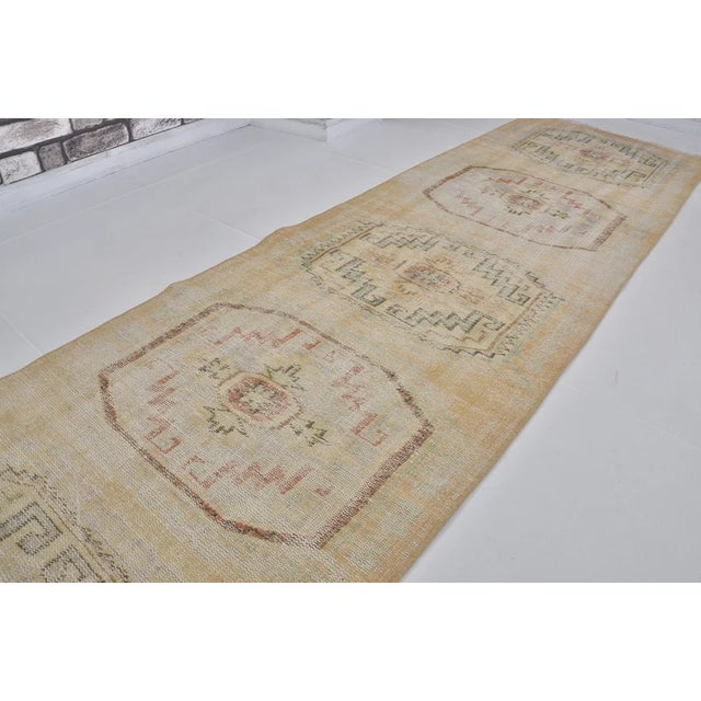 Vintage Anatolian Wool Runner, Light Beige Field With Subtle Tonal Medallions For Sale - Image 10 of 10
