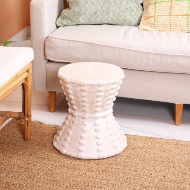 Elle Round Oak Wood Side Table For Sale - Image 6 of 8