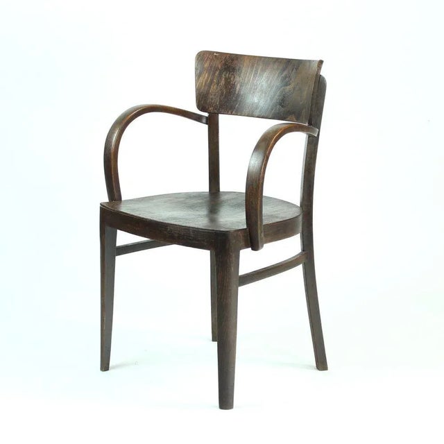 Czechoslovak Oak Armchair by Michael Thonet for Thonet, 1930s For Sale - Image 12 of 12