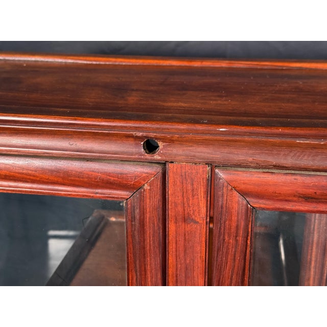 Vintage Chinese Rosewood Two Door Glass Curio Cabinet / Vitrine Etagere For Sale - Image 13 of 14