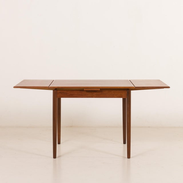 Mid-Century Danish Square Teak Table with Hidden Extensions, 1960s For Sale - Image 4 of 13