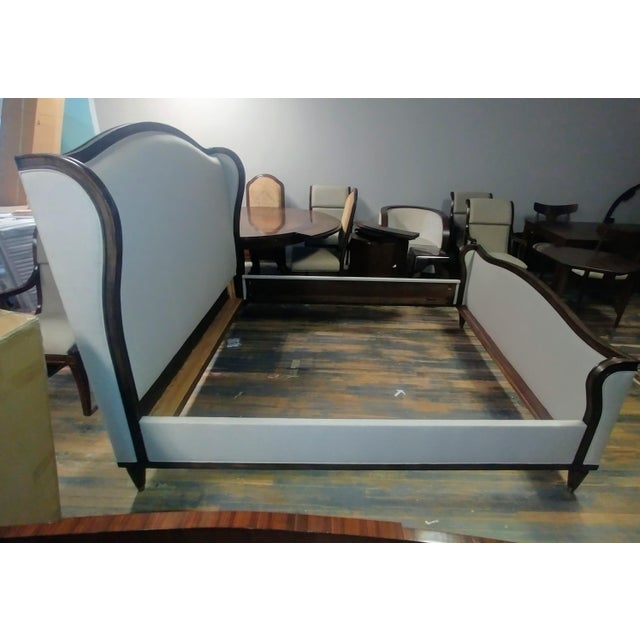 Thomasville Furniture Somerset Pecan King Upholstered Wing Bedrame