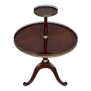 Louis XVI Style Two-Tier Mahogany Bouillotte Round Table in Style of Jansen For Sale