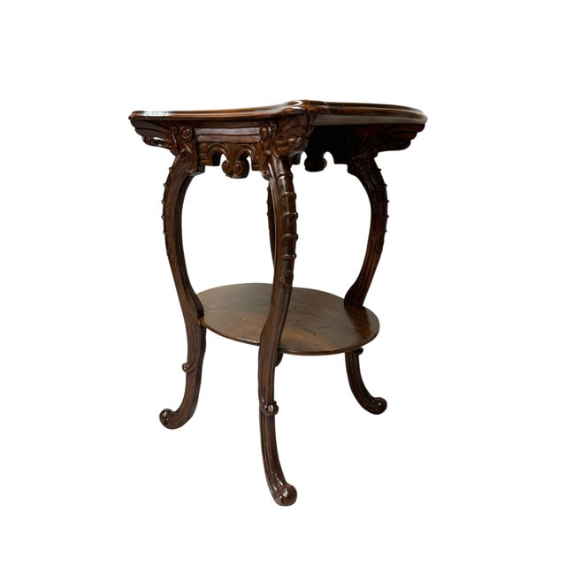 1900 - 1909 Pair of French Art Nouveau Louis Majorelle Style Inlaid Side Tables For Sale - Image 5 of 10